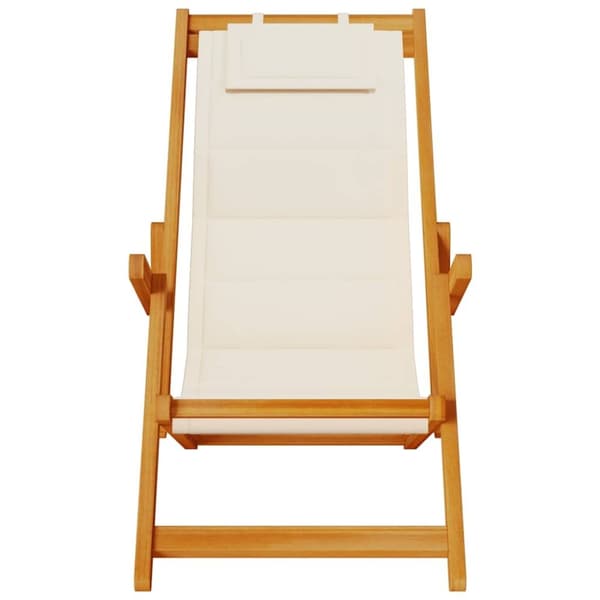 vidaXL sammenklappelig strandstol med armlæn akacietræ&Textilene creme