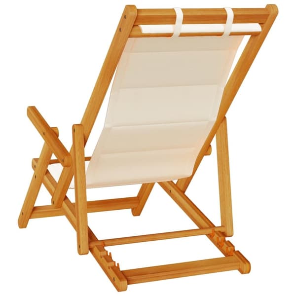 vidaXL sammenklappelig strandstol med armlæn akacietræ&Textilene creme