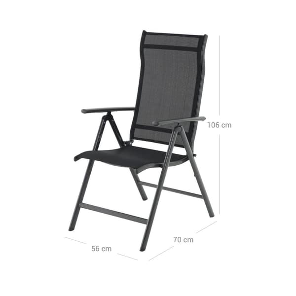 Havepladser, Foldbare Stole, Sort.