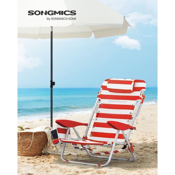 Strandstol, SONGMICS, 68x63x75 cm, Röd.