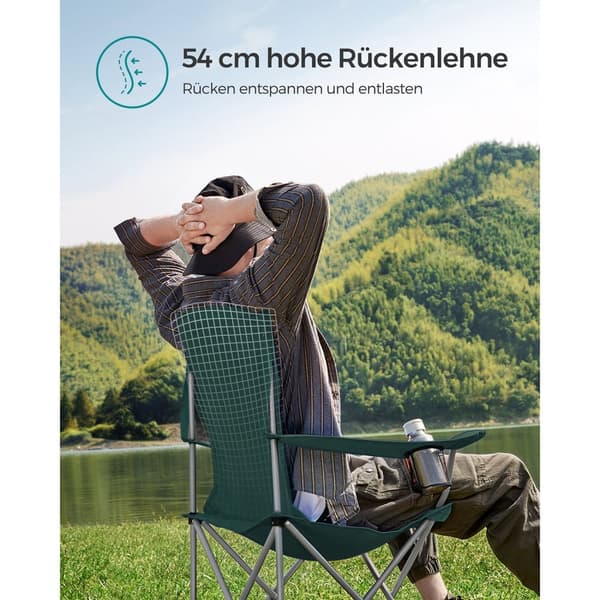 Campingstol, SONGMICS, 54x86x97 cm, Mørkegrøn