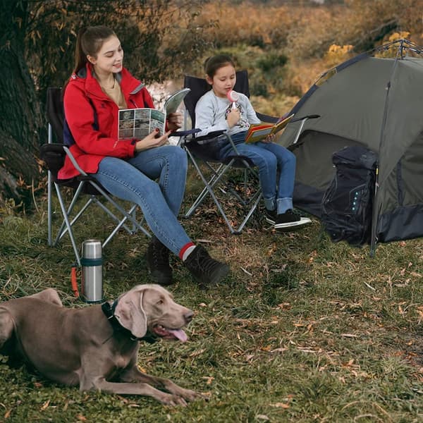 Campingstolar, 2-pack, Fällstolar, Svart, 84x52x81 cm, SONGMICS