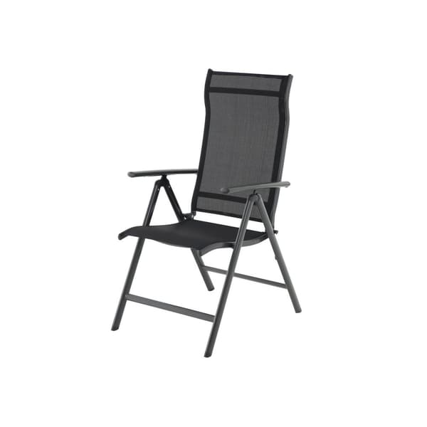 Puutarhatuoli, taitettava tuoli ulkokäyttöön, kestävä alumiinirunko, selkänoja 8-portaisesti säädettävä, musta GCB02BK, 56x70x106 cm, Musta
