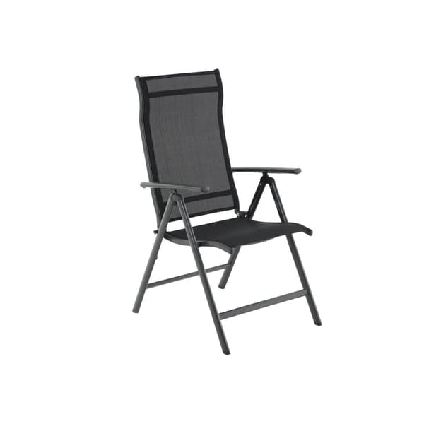 Puutarhatuoli, taitettava tuoli ulkokäyttöön, kestävä alumiinirunko, selkänoja 8-portaisesti säädettävä, musta GCB02BK, 56x70x106 cm, Musta