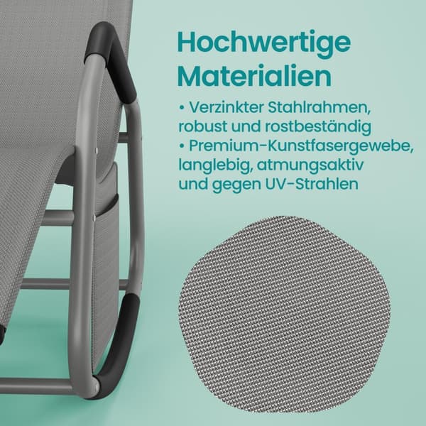 Rashing Chair - 151 x 56 x 90 cm, bekväm solstol för trädgård eller terrass