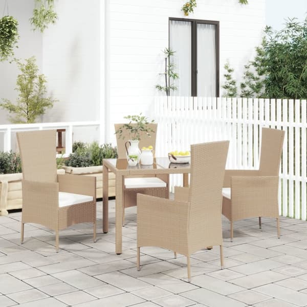 Trädgårdsstolar med dynor 4 st konstrotting beige