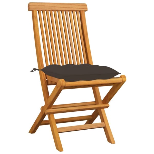 Trädgårdsstolar med taupe dynor 4 st massiv teak