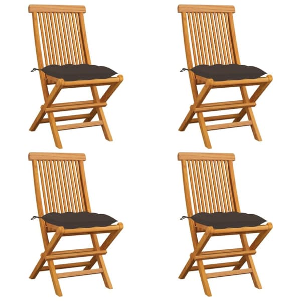 Trädgårdsstolar med taupe dynor 4 st massiv teak