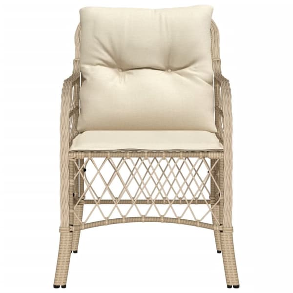Trädgårdsstolar med dynor 2 st beige konstrotting
