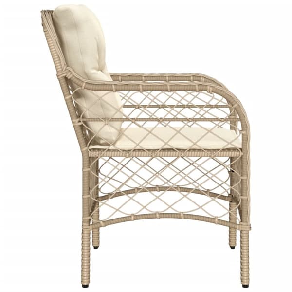 Trädgårdsstolar med dynor 2 st beige konstrotting