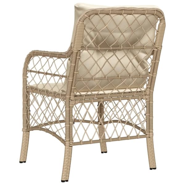 Trädgårdsstolar med dynor 2 st beige konstrotting