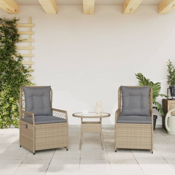 Justerbara trädgårdsstolar 2 st beige konstrotting
