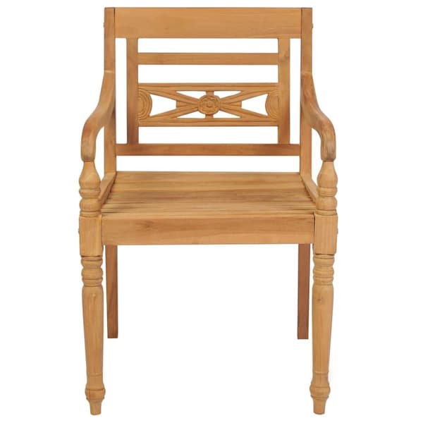 Bataviastolar 2 st med beige dynor massiv teak