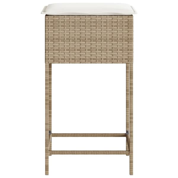 Barstolar för trädgården med dynor 2 st beige konstrotting