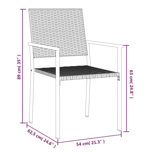 Trädgårdsstolar 6 st svart 54x62,5x89 cm konstrotting