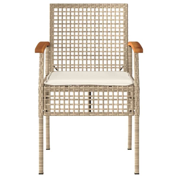 Trädgårdsstolar med dynor 4 st beige konstrotting akaciaträ
