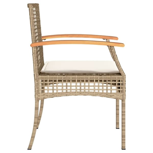 Trädgårdsstolar med dynor 4 st beige konstrotting akaciaträ