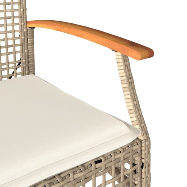 Trädgårdsstolar med dynor 4 st beige konstrotting akaciaträ