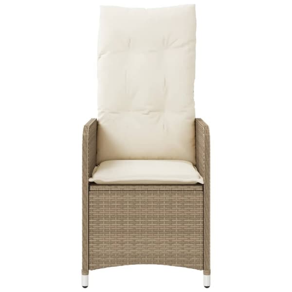 Justerbara trädgårdsstolar 2 st med bord beige konstrotting