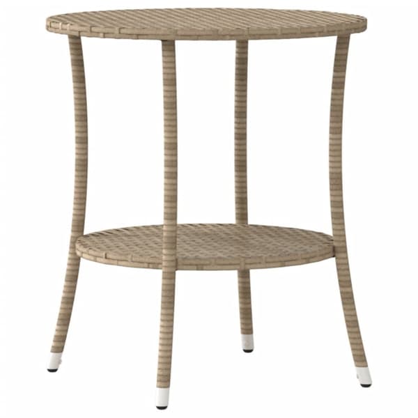 Justerbara trädgårdsstolar 2 st med bord beige konstrotting