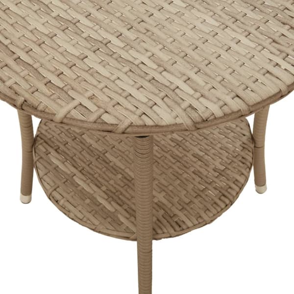 Justerbara trädgårdsstolar 2 st med bord beige konstrotting