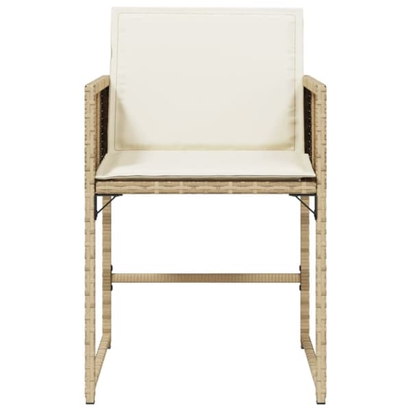 Trädgårdsstolar med dynor 4 st beige konstrotting