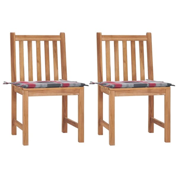 Trädgårdsstolar 2 st med dynor massiv teak