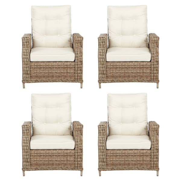Gram 4 x hagestol polyrattan med pute natur.