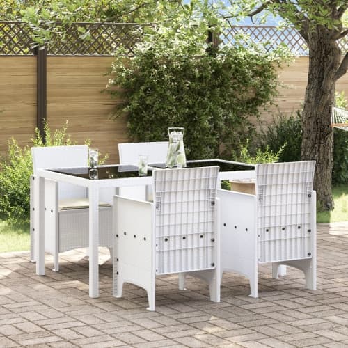Trädgårdstol Set om 4 Vit Poly Rattan Standard Stapelbar
