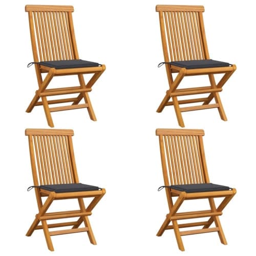 Trädgårdsstolar med antracit dynor 4 st massiv teak