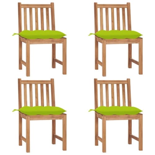 Trädgårdsstolar 4 st med dynor massiv teak