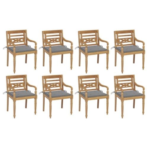 Bataviastolar med dynor 8 st massiv teak