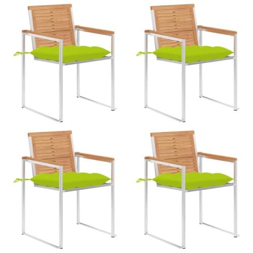 Trädgårdsstolar med dynor 4 st massiv teak