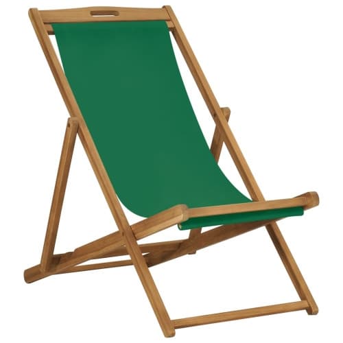 Hopfällbar strandstol massiv teak grön