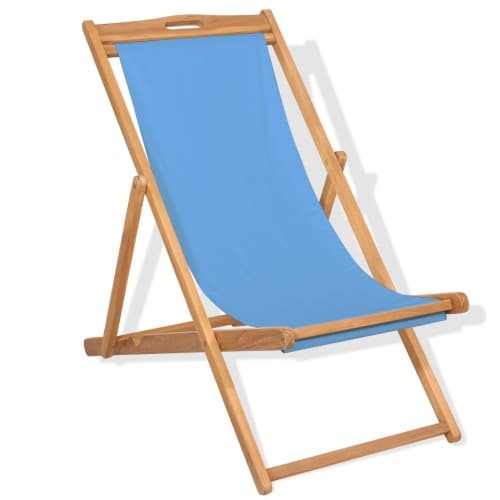 Strandstol teakträ 56x105x96 cm blå
