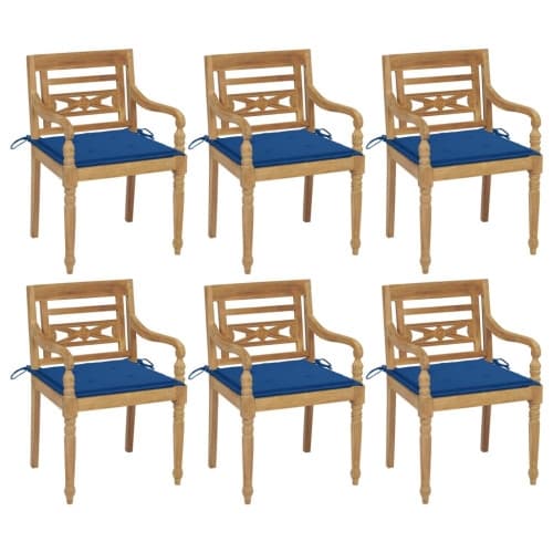 Bataviastolar med dynor 6 st massiv teak
