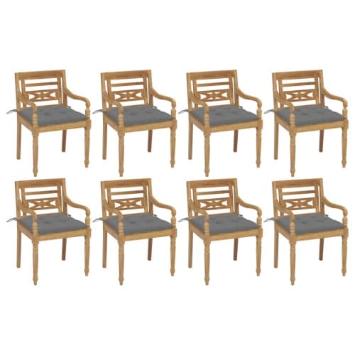 Bataviastolar med dynor 8 st massiv teak