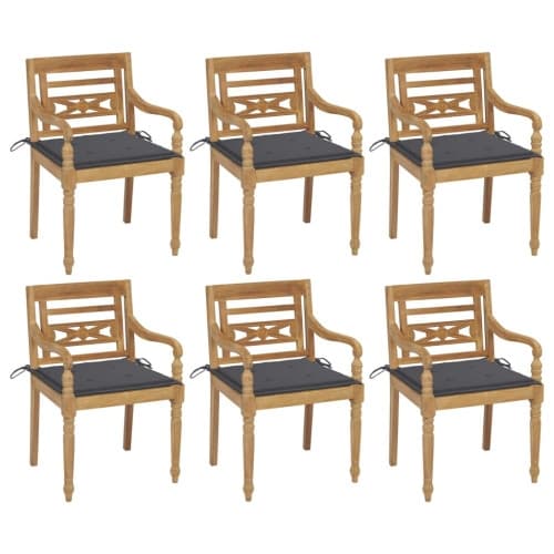 Bataviastolar med dynor 6 st massiv teak