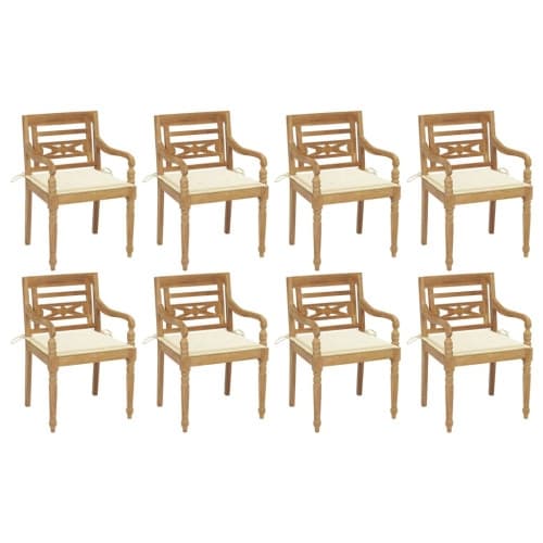 Bataviastolar med dynor 8 st massiv teak