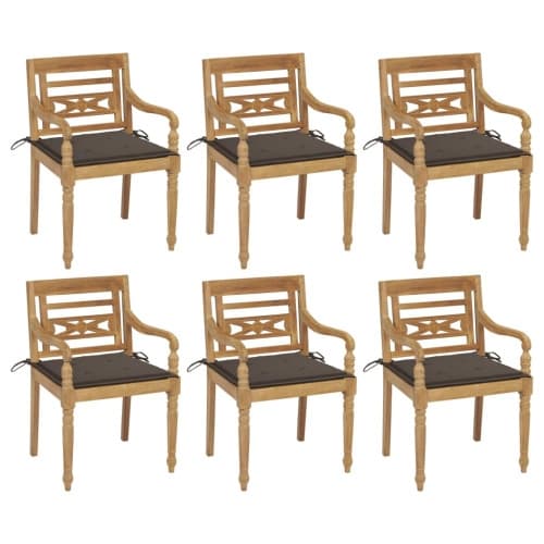 Bataviastolar med dynor 6 st massiv teak