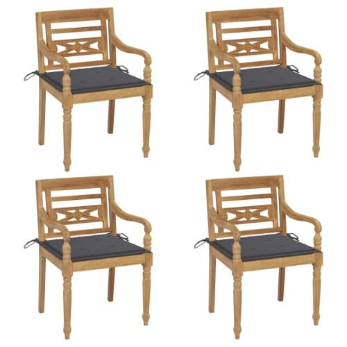 Bataviastolar med dynor 4 st massiv teak