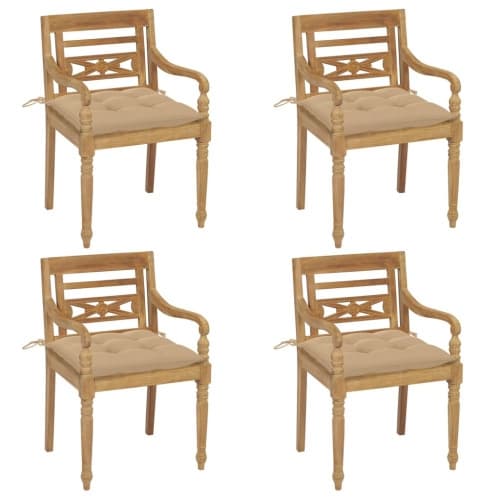 Bataviastolar med dynor 4 st massiv teak