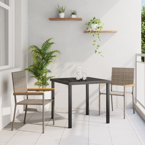 Stapelbara Trädgårdstolar med Dynor 2 st Grå Poly Rattan