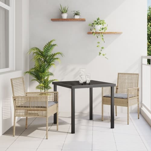Utemöbler Stolar 2 st med Kuddar Beige Poly Rattan
