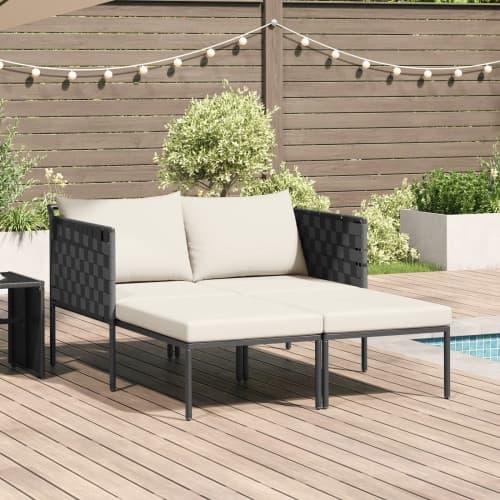 Solsäng med Kuddar för 2 Personer Antracit 115x153x69,5 cm Stål