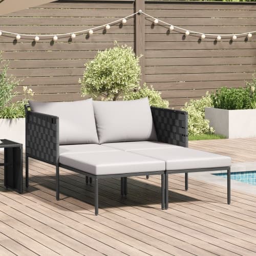 Solbädd med Kuddar 2-Person Anthracite 115x153x69,5 cm Stål