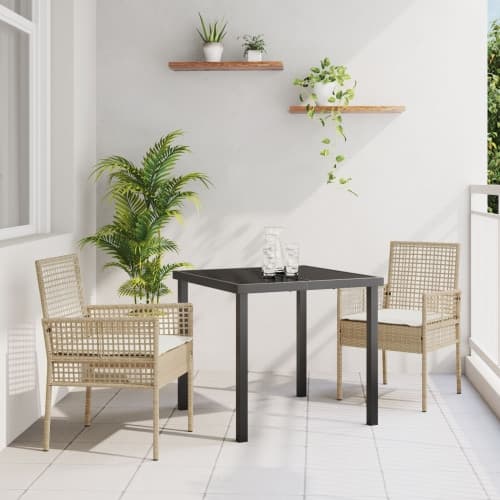 Trädgårdsstolar 2 st med kuddar Beige Poly Rattan