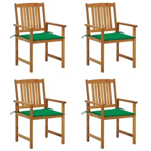 Trädgårdsstolar med dynor 4 st massivt akaciaträ