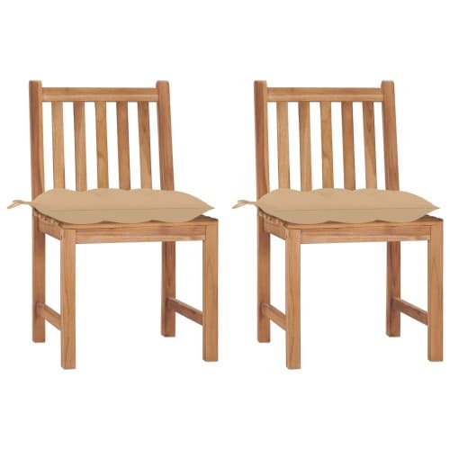 Trädgårdsstolar 2 st med dynor massiv teak