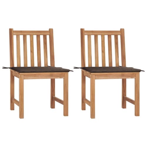 Trädgårdsstolar 2 st med dynor massiv teak